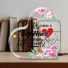 زخرفة مكتبية كلاسيكية مستوية الأبعاد 1 قطعة بشكل قلب أكريليك مع عبارة إلهامية "تحتاج إلى قلب شجاع لتشكيل قلب صغير"، ديكور منزلي، هدايا المناسبات، مناسبة للمراهقين واحتفالات الفصل، زخرفة قلب، بند هدية، تصميم نكتة، طباعة حيوية ، مستوية الأبعاد