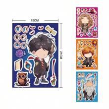 24pcs Wizarding School Theme Puzzle Toys Stickers DIY Handicrafts, Waterproof & Reusable