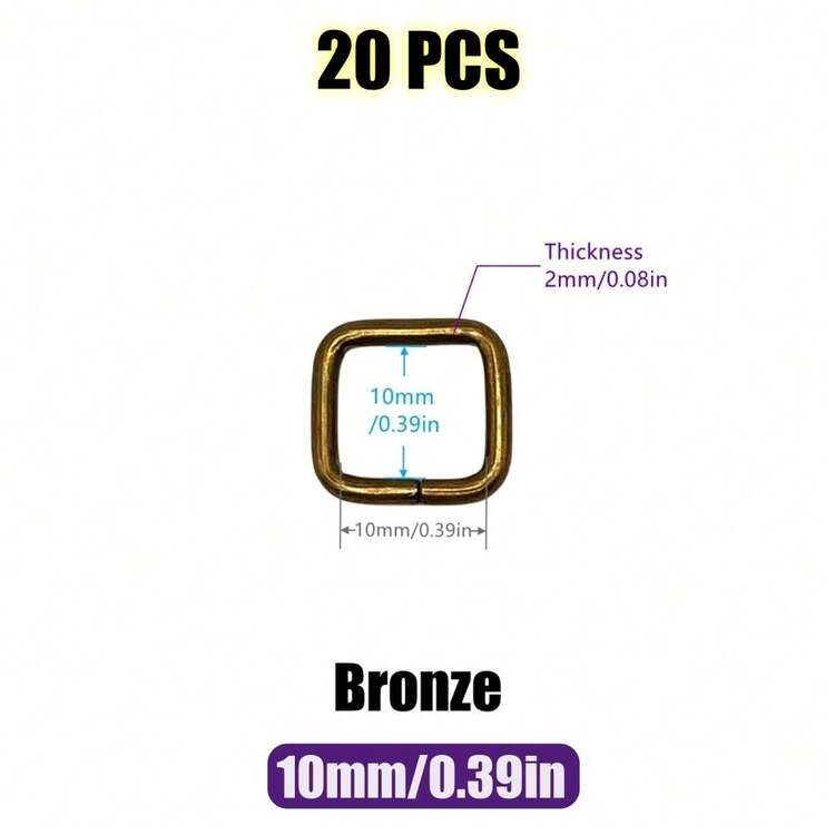 20 chiếc/gói 10-38mm Vòng khóa hình chữ nhật bằng kim loại Vòng khóa trượt cho thắt lưng, dây đeo ba lô, túi xách, vòng cổ thú cưng, phụ kiện tự làm - Nhiều màu - Xem 21