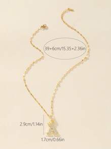 1 pieza Collar con Letra A en Dorado, Material de Cobre con Circonita, Elegante y de Moda, Apropiado para Uso Diario