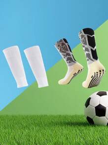 2pairs Men's Anti-Skid Thick Cushioning Football Basketball Sports Socks With Arch Support, Grip Socks, For Gym