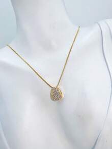 DROP NECKLACE WITH MINI ZIRCONIA HIGH QUALITY SEMI-JEWELLERY PLATED IN 18K GOLD. - 金色 - 查看 5