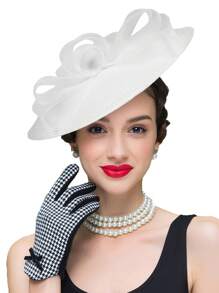 HIMESPORT Eleganter Fascinator Hut | Hochzeits Derby Cocktail Stroh Breitrand | Vintage Kirche Teefeier für Damen | Sommer Strand Brautmutter