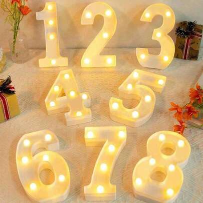 1 件 0-9 数字主题派对装饰 LED 灯夜灯派对婚礼鸡尾酒会装饰