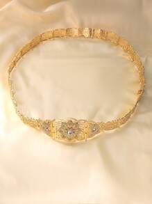 Herseygold 1 Stück vergoldete Hüftkette im marokkanischen Stil, Metalltaillengürtel für Frauen, Braut-Hochzeitsschmuck, Kleid-Gürtel
