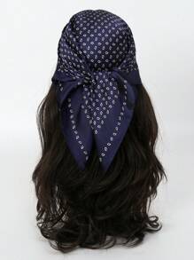 1 pieza Pañuelo cuadrado con estampado de cachemira para mujer, accesorio de moda adecuado para uso diario como diadema, corbata, pañuelo para el cuello con aspecto de seda
