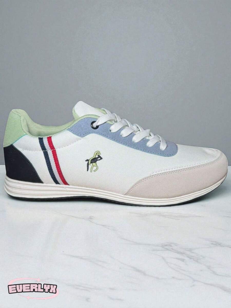 EverlyX Trampki sznurowane z przewiewnego materiału - Trampki męskie - Lekka i elastyczna konstrukcja z ergonomicznym dopasowaniem i antypoślizgową podeszwą - Optymalny komfort i amortyzacja do codziennego użytku - Swobodny styl z detalami w neutralnych odcieniach i haftem po bokach - ✅ Dostawa w ciągu 3-5 dni