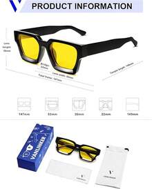 Thick Square  Retro Chunky Rectangle  Protection - C3.2 - Black / Bright Yellow - View 10