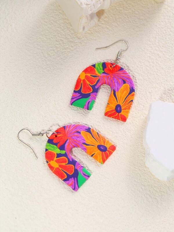 2pcs Bohemian Style Floral Earrings For Women