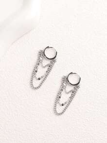 1 对精致不锈钢链环耳环，适合女士女孩，时尚日常珠宝礼物 - 流蘇耳環 - 查看 6