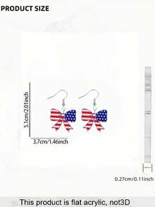 1 Pair 2D Acrylic Flag Design Bowknot Combination Long Earrings, Suitable For Women & Couples, Independence Day Gift, Suitable For Celebrations & Parties - A Pair - View 10