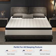 12-Inch Memory Foam Hybrid Mattress, Featuring Individually Wrapped Coils, Medium Firmness, Vibration Isolation, Providing Support And Comfort. Available In Full/Queen/King Sizes, Suitable For Furniture And Home Decor, Mattress.