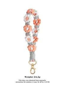 1 件波西米亚风格手工编织雏菊花图案手机挂绳，防丢失斜挎手机带