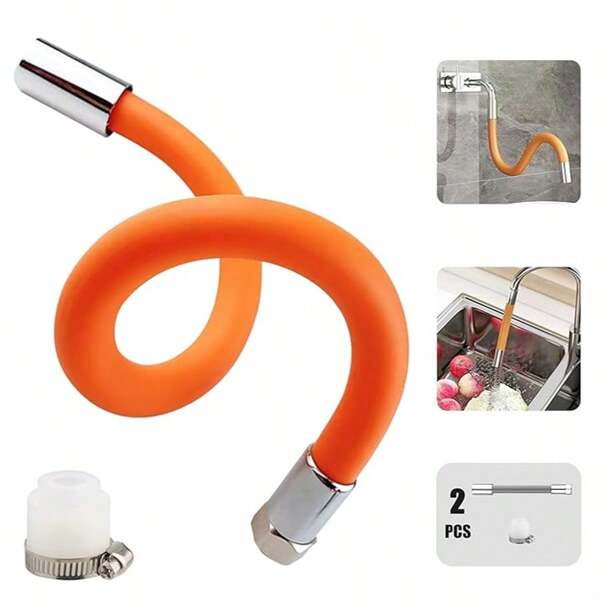1pc Faucet Extension Hose, Extended Splash-Proof Water Extender, Bendable Stereotyped Rotating Extension Water Nozzle, Bathroom Faucet Extension Pipe, Kitchen Faucet Extension Pipe, 360° Rotating Adjustment Curved Faucet Pipe