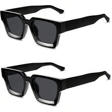 Grueso cuadrado retro, rectángulo grueso, protección - 2 piezas - Negro + Negro - Ver 11