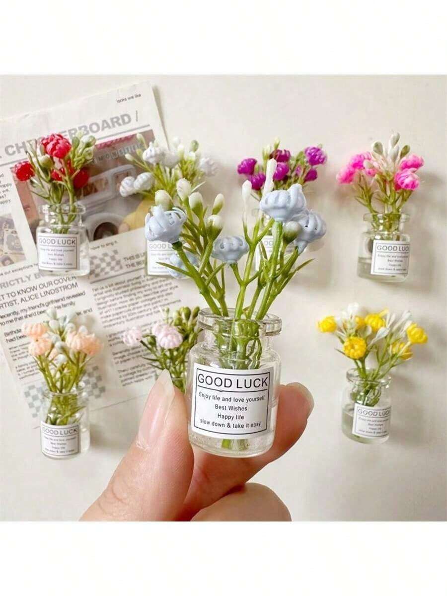 8pcs Mini Vase Magnets - 2026 New Cute Mini Fridge Magnets 3D Vase Funny Fridge Accessories Kitchen Decor (Multi-Color) Holiday Gift - Color Mixing - View 1