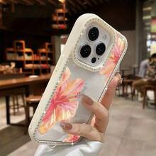 Funda para teléfono con diseño de flor de hibisco en acuarela, doble cara, brillante | Funda brillante para phone 11/12/13/14/15/16 - Rosa - Ver 7