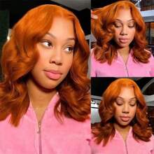 Perruque de carré plongeant 200% de densité, 14 pouces, 350 Ginder, couleur, 13x4 HD Transparent Lace Front, cheveux pré-épilés, 12 pouces Vague de corps, mélange de cheveux humains et de fibres synthétiques et de filaments protéinés. Perruque colorée, mode femme, convient pour un port quotidien ou des rassemblements