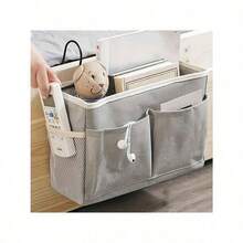 1 个多功能织物壁挂式储物袋，带多个口袋 - 耐用的床下和壁挂式节省空间的床头篮，适用于宿舍、卧室、办公室 - 学生床单存储和清洁生活，简约设计 | 坚固的结构衣物收纳容器