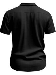 Hawaiian Style Linen Loose Casual Henley Collar Short Sleeve Shirt