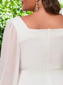 加大短款雪纺毕业派对礼服简约订婚礼服新娘活动单身派对新娘送礼会早午餐蜜月婚礼招待会彩排毕业酒会 - 白色 - 查看 11