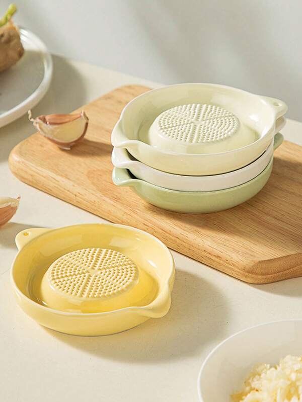 1/2 pièces Râpe à gingembre en céramique de style simple blanc, broyeur à main, écraseur d'ail, outil de cuisine portable en porcelaine pour le broyage de la carotte et du gingembre