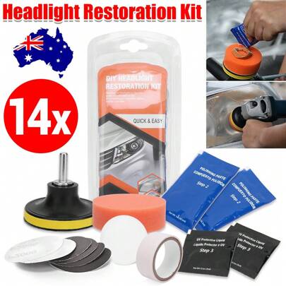 14X Headlight Restoration Kit Car Lens Cleaner Sanding Repair Tools Heavy Duty Pro Car Vehicle Headlight Restoration Kit Polishing Cleaner Sanding Repair Tool