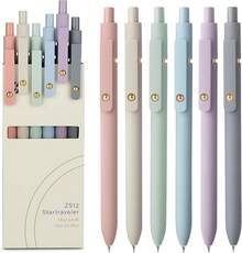 Bolígrafos de gel FIOVER, 5 piezas de 0.5mm, tinta negra de secado rápido, bolígrafos de punta fina para escritura suave, serie de alta gama para suministros de oficina y escuela (Morandi) - 8 bolígrafos para gatos - Ver 8