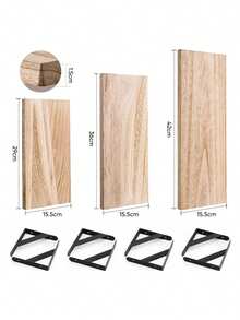 Juego de 4 Repisas Flotantes Madera Minimalista Muebles Hogar Decorar Estante Decorativo Moderno Organizador Pared Sala Dormitorio Cocina Librero Exhibidor Multiusos Montaje Fácil - Caqui - Ver 4
