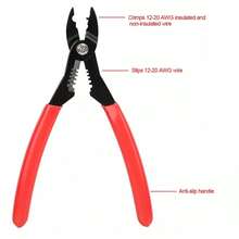 Electric Cable Wire Cutter Stripper Pliers Crimper Electrician Tools Kits Red - Red - View 3