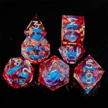7pcs Set Dice Suit For Role Play Tabletop Games, Christmas & Birthday Gift, Suitable For Digital Teaching And Collection, Desktop Game Toys, Liquid Core Flowing Sand Polyhedral Dice Set