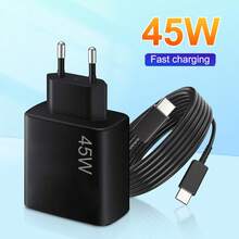 45W Super Fast Charger And 1.5M Cable,Type C Wall Power USB C Charger PPS/PD Fast Charging Block For Galaxy S25/S24 Ultra/S24/S24+/S23 Ultra/S23/S23+/S22/S22 Ultra/S22+,For IPhone 17 16 Series Type-C Compact Adapter - EU C Type Plug(220-240V) - View 3