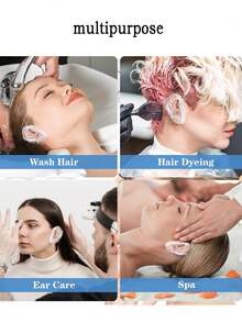 一次性耳罩，柔软舒适的塑料防水耳垫，适合淋浴、沐浴、染发和美容院使用 - 非常适合理发师和顾客，美容院必备 | 舒适贴合 | 贴合设计，耳朵保护，返校，旅行度假必需品，女士发饰