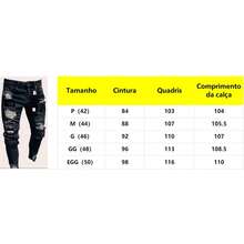 Men's Embroidered Ripped Stretch Jeans, Motorcycle Emblem Embroidery Stretch Skinny Jeans - Black - View 3
