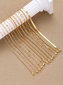 11/10/5pcs Fashionable Minimalist Elegant Airplane Chain Heart Multi-Layer Bracelet Set, Women Vacation Date Party Gift Versatile Daily Wear - Yellow Gold - View 5