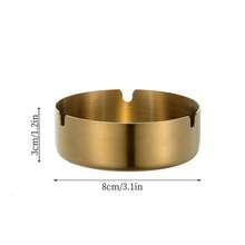 6 PEÇAS Cinzeiros Circulares Clássicos - Feitos de Aço Inoxidável, Duráveis e Elegantes com Acabamento Dourado, Design À Prova de Vento e Resistente a Quedas, Fácil de Limpar, Não Precisa de Eletricidade, Adequado para Casas, Hotéis, Cafés, Karaokês - Presentes de Feriado Perfeitos, Acessórios de Banheiro de Hotel, Itens Elegantes, Materiais Fáceis de Limpar (Dourado, Prata)