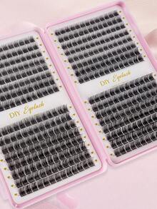MEM 416 件单根睫毛睫毛册簇状延长假睫毛 DIY 家用簇状睫毛延长化妆睫毛簇、睫毛簇、单根睫毛、睫毛、假睫毛 - 黑色 - 查看 5