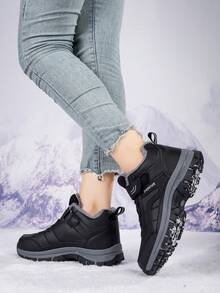 女士加厚保暖冬季运动鞋/靴，适合中老年人和老年人，雪地靴 - 黑色 - 查看 5
