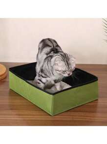 Caja de arena para gatos plegable y resistente al agua de tela Oxford de gran tamaño, inodoro antisalpicaduras para mascotas, baño portátil para gatos