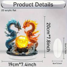 1pc Gothic Fantasy Colorful Glass Decorative Ornament, Acrylic, Stained Glass Style, Vintage Decor For Home And Office, Globe Design With Dragon Decor