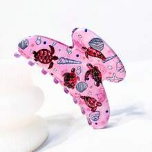 1 pezzo Accessorio per capelli a forma di tartaruga stampato - Fermaglio per capelli antiscivolo, adatto per donne, adatto per code di cavallo alte, chignon e uso quotidiano, accessorio per capelli con disegno animale bianco e blu, acconciatura con coda di cavallo, motivo vivace, comodo da indossare, accessorio per capelli di moda casual