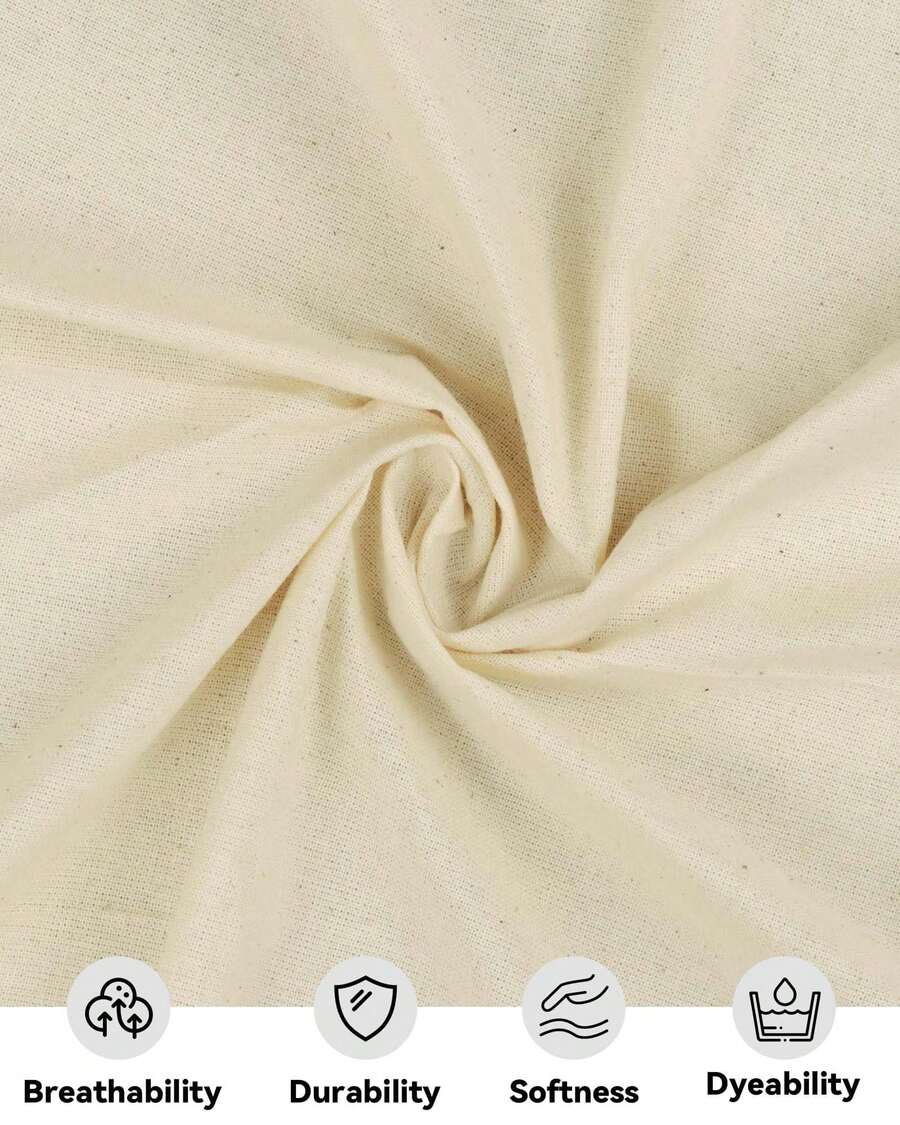 Light Weight 100% Cotton Muslin Fabric: 63 Inch X 2, 5, 10 Yards Unbleached Muslin Linen Fabric Material For Sewing Material Apparel Cloth