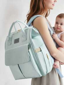 Bolso multifuncional para mamá, bolso de pañales para maternidad con estilo de mochila y portátil, de gran capacidad, para uso en exteriores - Beis - Ver 1