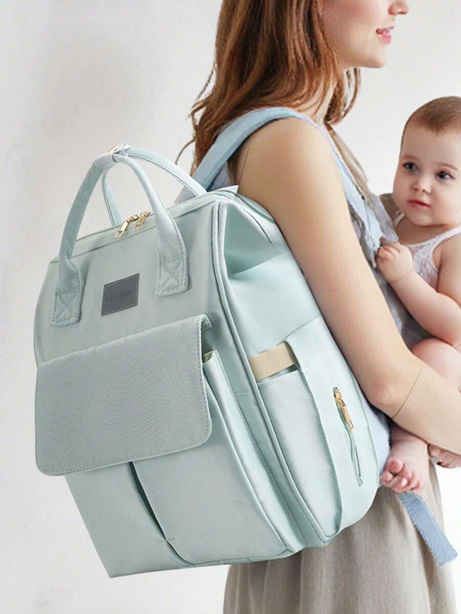 Bolso multifuncional para mamá, bolso de pañales para maternidad con estilo de mochila y portátil, de gran capacidad, para uso en exteriores - Beis - Ver 1