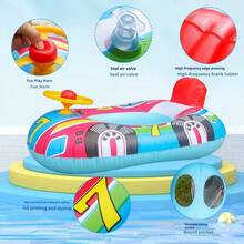 1pc Inflatable PVC Racing Car Shaped Pool Float With Decorative Steering Wheel, Suitable For Beach And Swimming - Multicolor - View 6