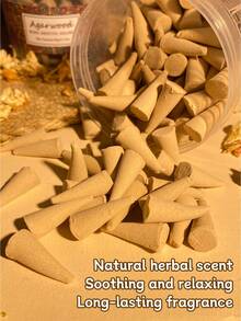 90克沉香锥形香，手工制作，持久留香，家居香氛，空气净化器，冥想辅助，薰衣草，沉香，栀子花香 - 優質彩色香錐 - 查看 4