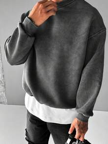 男士休闲 Old Money 男士长袖运动衫，秋季 - 深灰色 - 查看 3