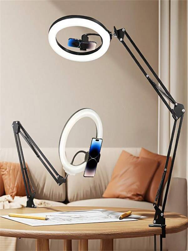 1pc USB-Powered LED Magnifying Glass Lamp With Adjustable Brightness & 3 Color Temperatures (Warm/Cool Daylight/Reading Light), USB-Powered Magnifier With Ergonomic Soldering Handle, Portable Desk Light For Electronics, Crafting, Home Office, Campin