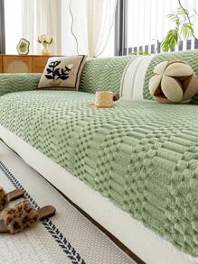 1pc Thick Plush Solid Color Sofa Cushion Cover, Non-Slip Washable, Modern Minimalist Home Decor Pet Friendly, Soft & Comfortable Furniture Protector Pad For Bedroom, Office, Living Room (Excluding Backrest, Armrest, Pillow Cover)