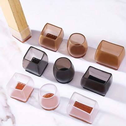 4/8 件方形/圆形椅腿保护垫，适用于硬木地板，硅胶毛毡家具腿套，保护地板免受划痕和噪音，使椅脚平稳移动